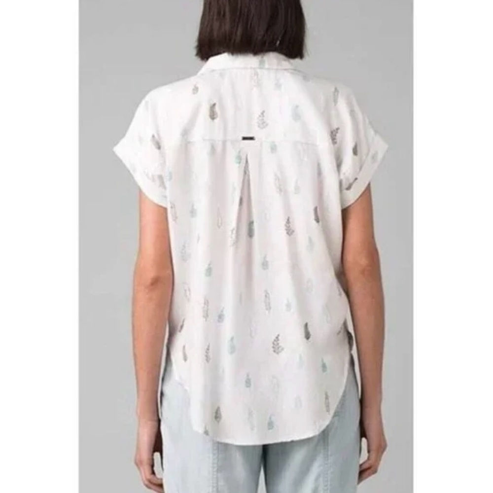 prAna Fremont Woven Top in Soft White Ferns, Large - Picture 2 of 6
